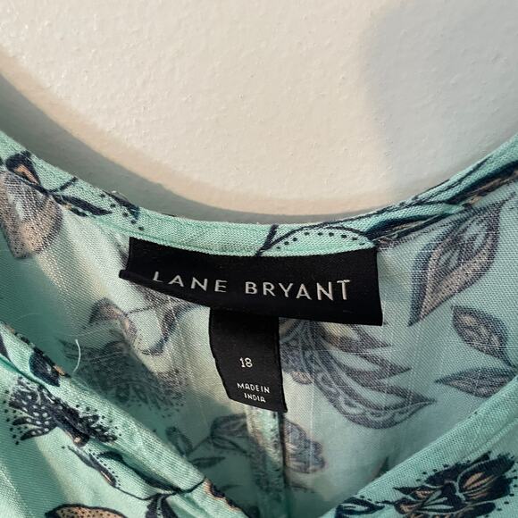 Lane Bryant Mint Floral Vines Midi Dress Women's Size 18 Tiered Cottage Boho 2X - Picture 7 of 10